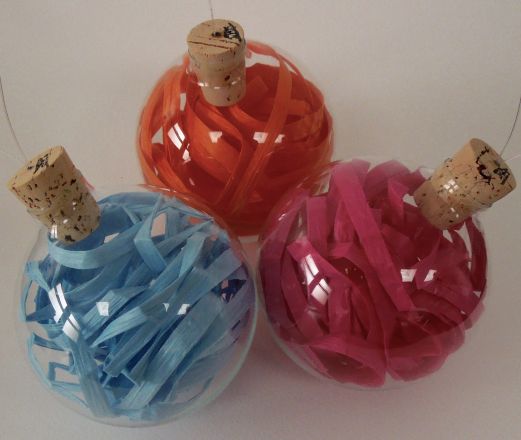 A bit of a year - 2015<br /><br /><h6>Baubles</h6>  Mixed media (Glass sphere and coloured raffia) <br /> 8cm each approx. <br /><br /><br /><br />

<br /><br /><br /><h7>For sale</h7>