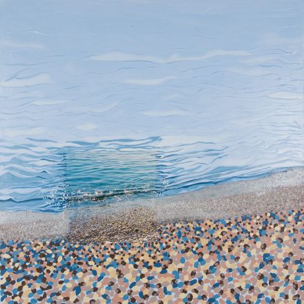 On Chesil Beach  - 2010<br /><br /><h6>Ripple</h6>  Artistâ€™s photographic print and acrylic paint <br /> 1000mm x 1000mm <br /><br /><br /><br /><br /><br /><br /><h7>Sold</h7>
