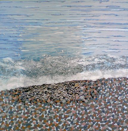 On Chesil Beach  - 2010<br /><br /><h6>Surf</h6>  Artistâ€™s photographic print and acrylic paint <br /> 600mm x 600mm <br /><br /><br /><br /><br /><br /><br /><h7>Sold</h7>